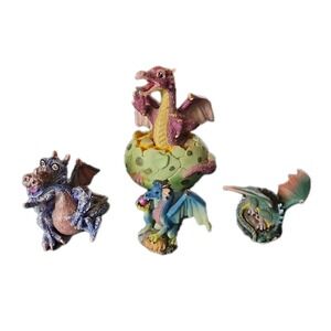 1997 Summit Collection Green Baby Dragon Hatching + 3 Others Mythical Vintage